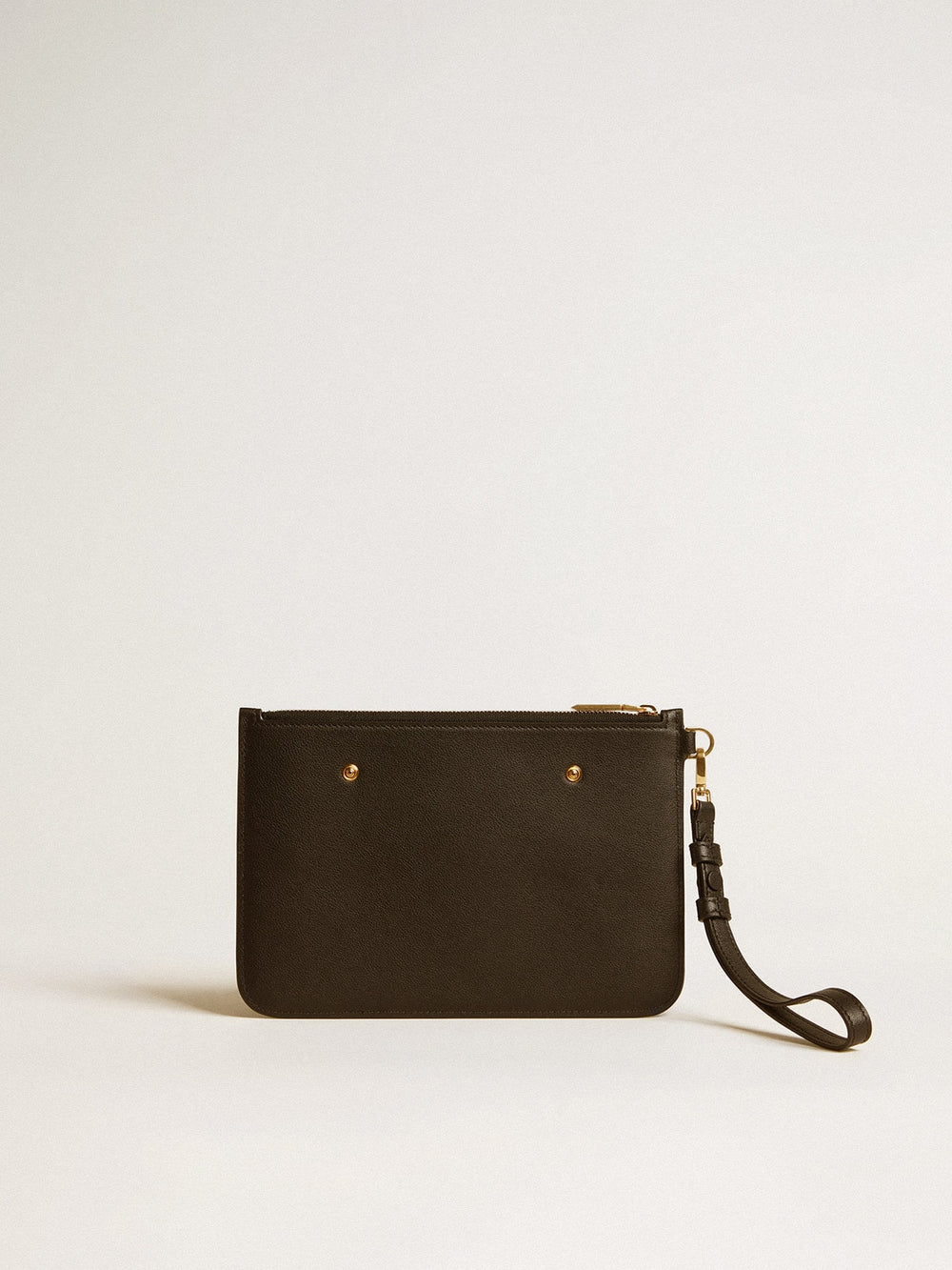 Golden Goose Pouch in black leather with raised logo