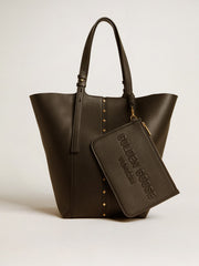 Golden Goose Pouch in black leather with raised logo
