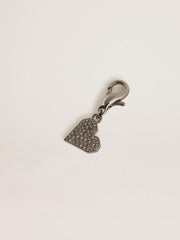 Golden Goose Heart-shaped charm in silver-colored brass with crystals