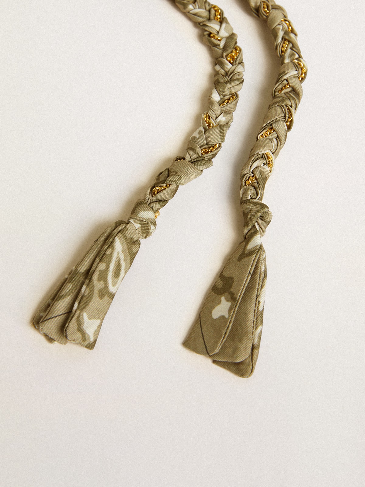 Golden Goose Dove-gray braided fabric charm with brass chain