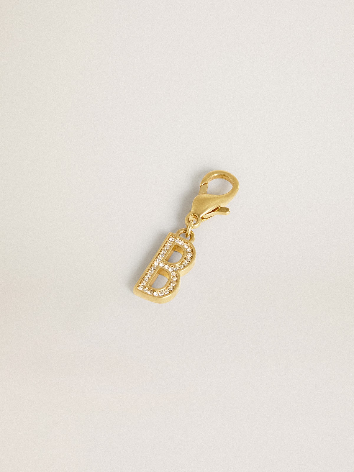 Golden Goose Letter B charm in gold-colored brass with crystals