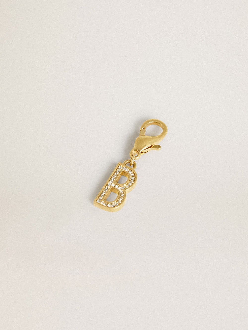 Golden Goose Letter B charm in gold-colored brass with crystals