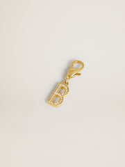 Golden Goose Letter B charm in gold-colored brass with crystals
