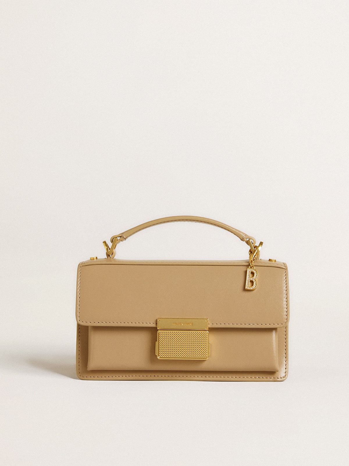 Golden Goose Letter B charm in gold-colored brass with crystals
