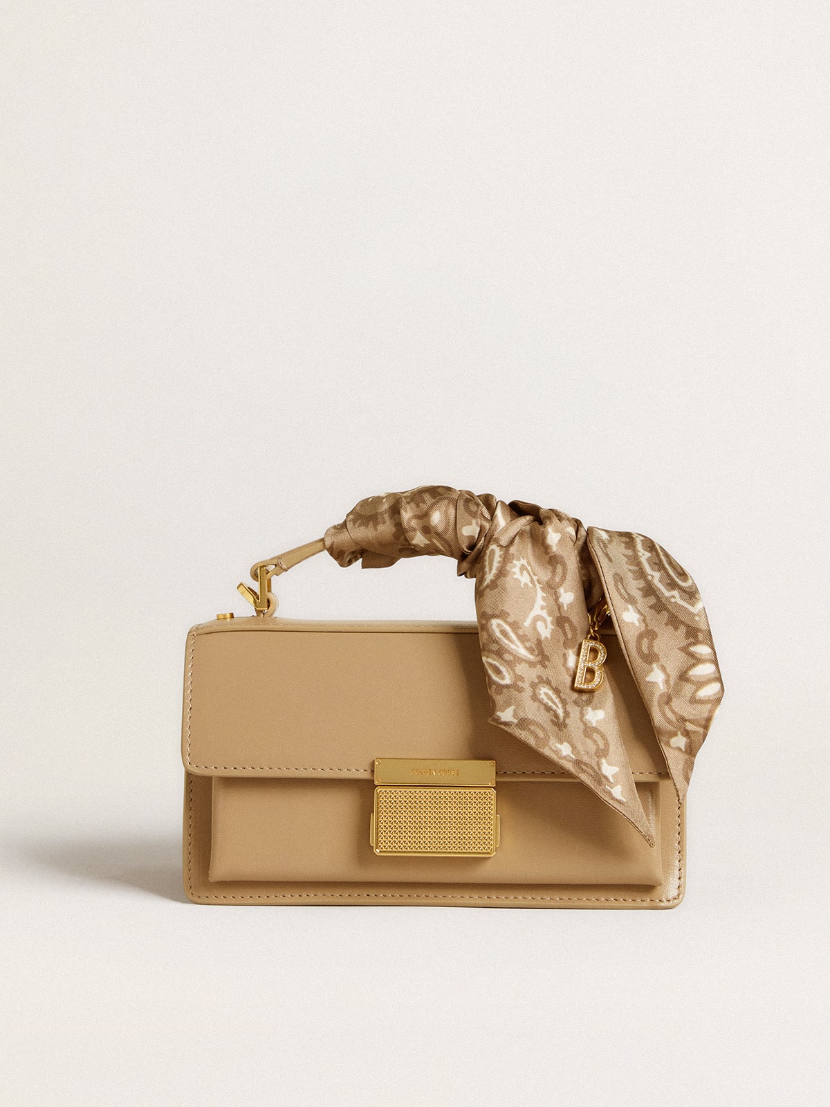Golden Goose Letter B charm in gold-colored brass with crystals