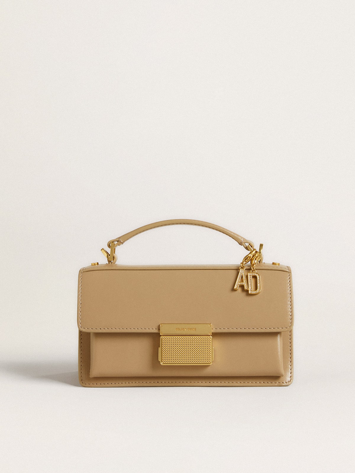 Golden Goose Letter D charm in gold-colored brass with crystals