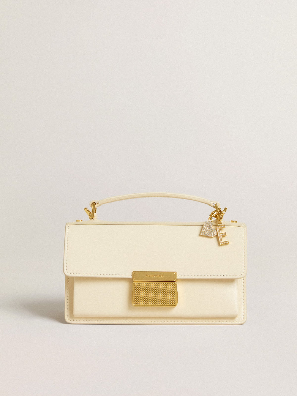 Golden Goose Letter E charm in gold-colored brass with crystals