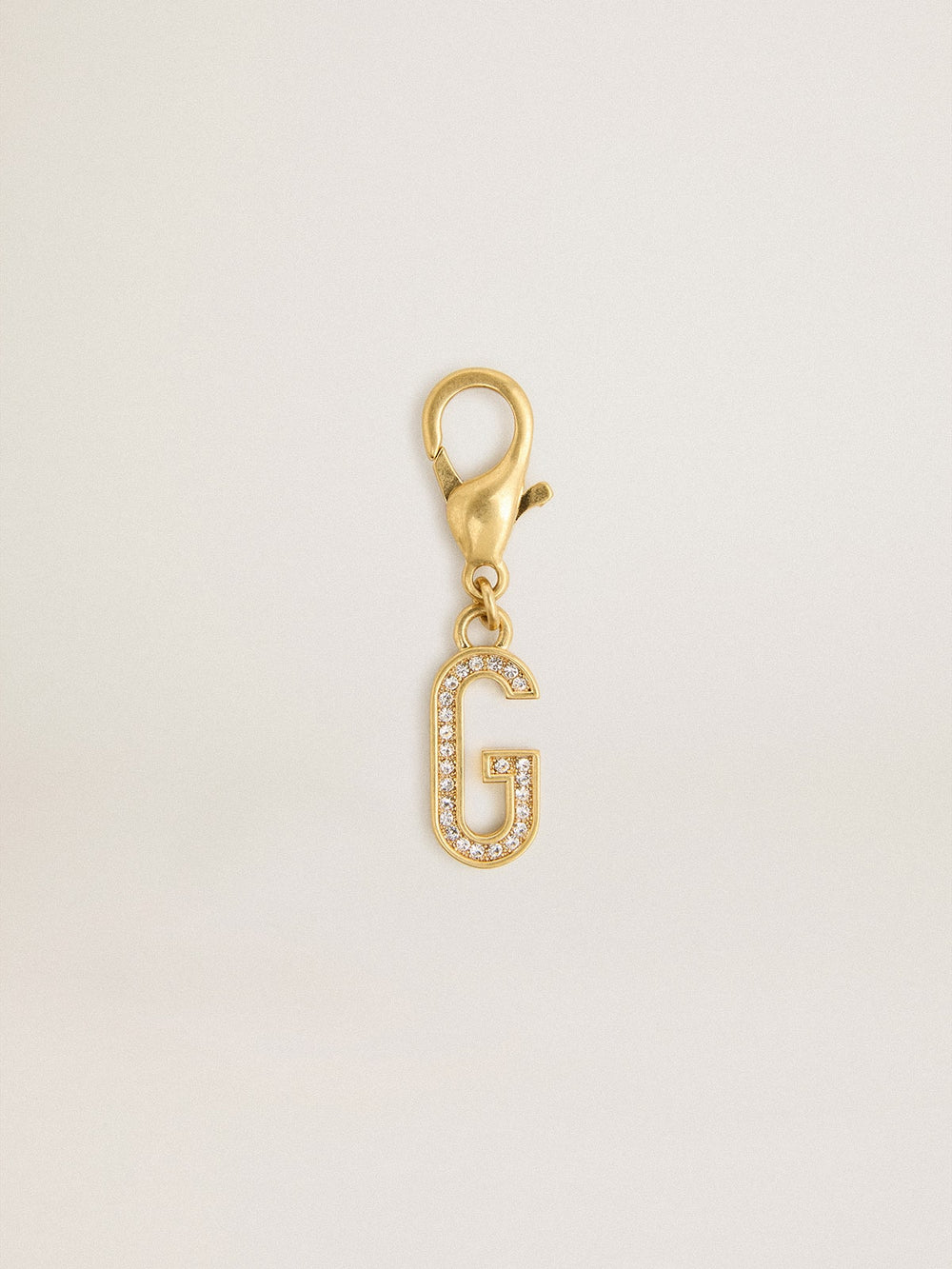 Golden Goose Letter G charm in gold-colored brass with crystals