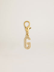 Golden Goose Letter G charm in gold-colored brass with crystals