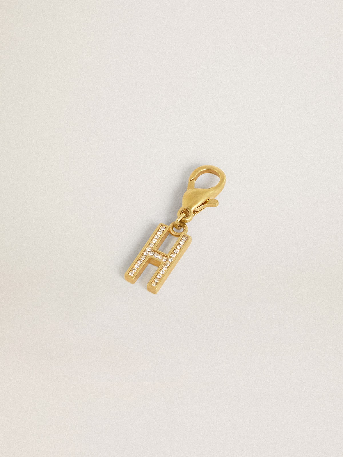 Golden Goose Letter H charm in gold-colored brass with crystals