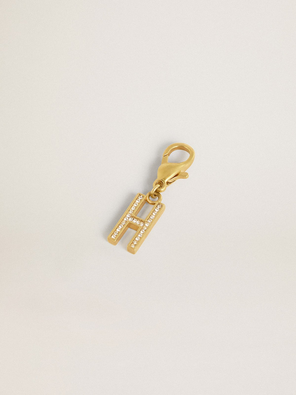 Golden Goose Letter H charm in gold-colored brass with crystals