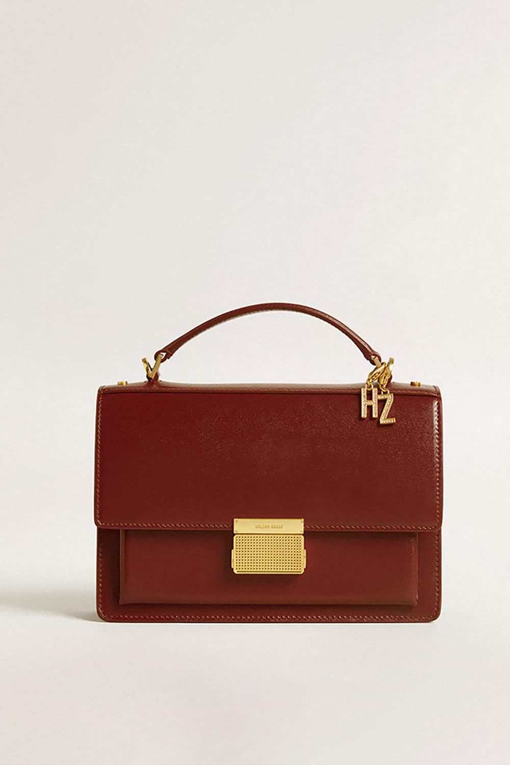 Golden Goose Letter H charm in gold-colored brass with crystals