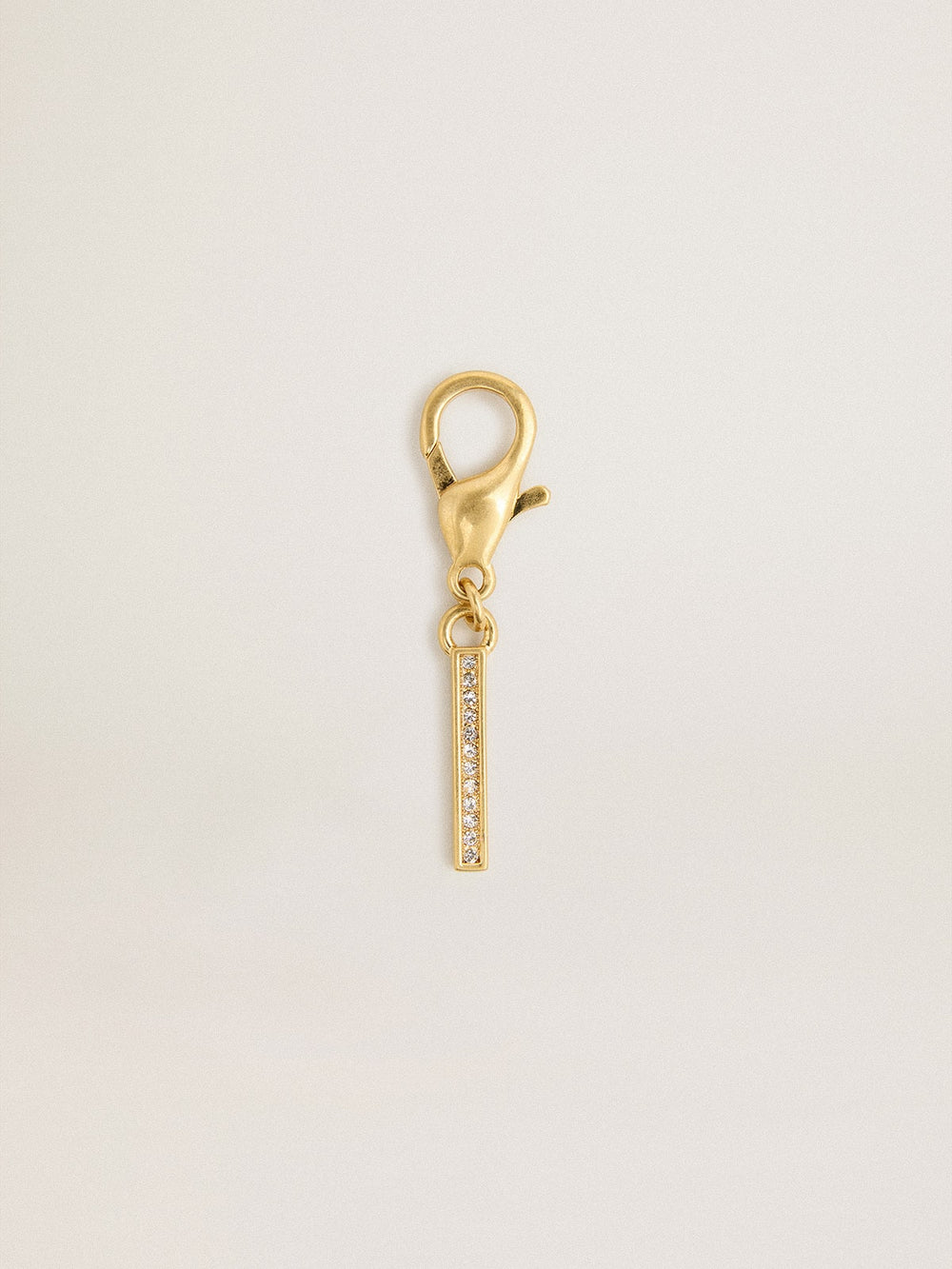 Golden Goose Letter I charm in gold-colored brass with crystals