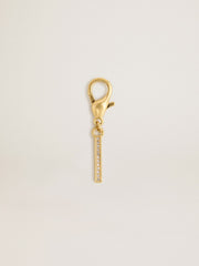 Golden Goose Letter I charm in gold-colored brass with crystals