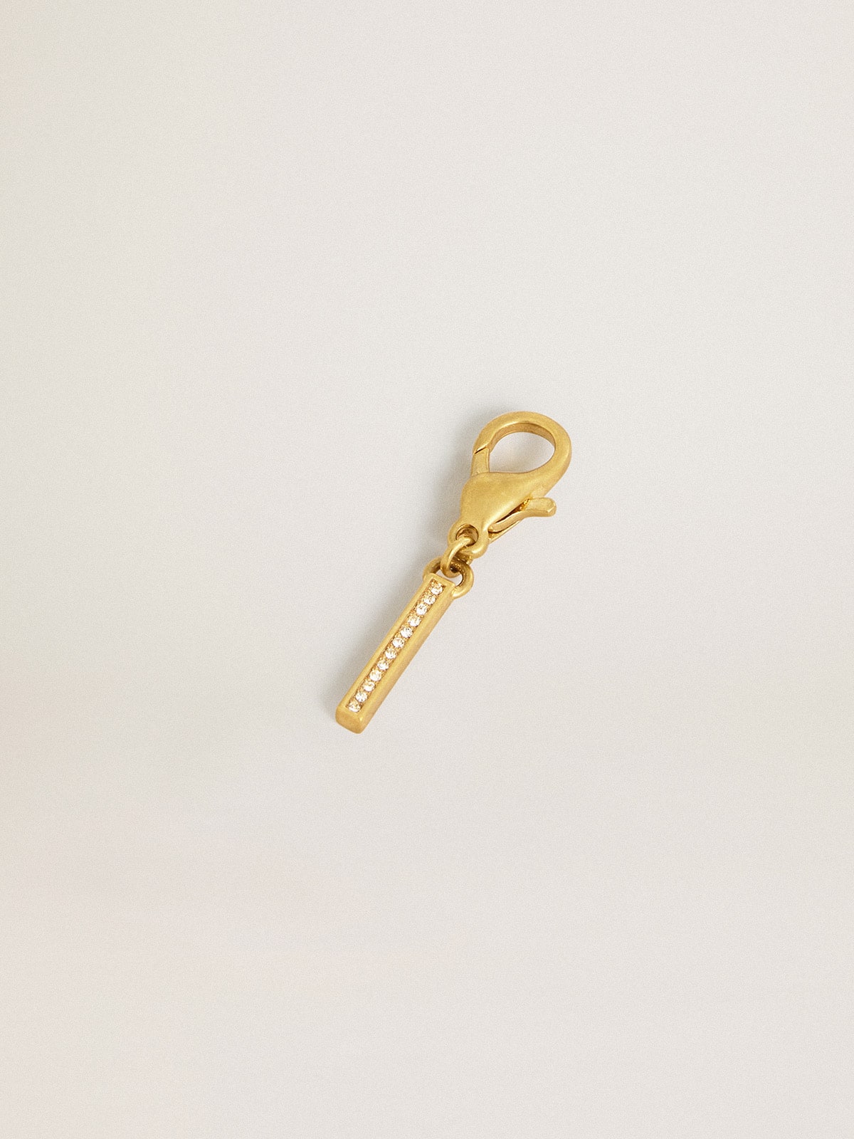 Golden Goose Letter I charm in gold-colored brass with crystals
