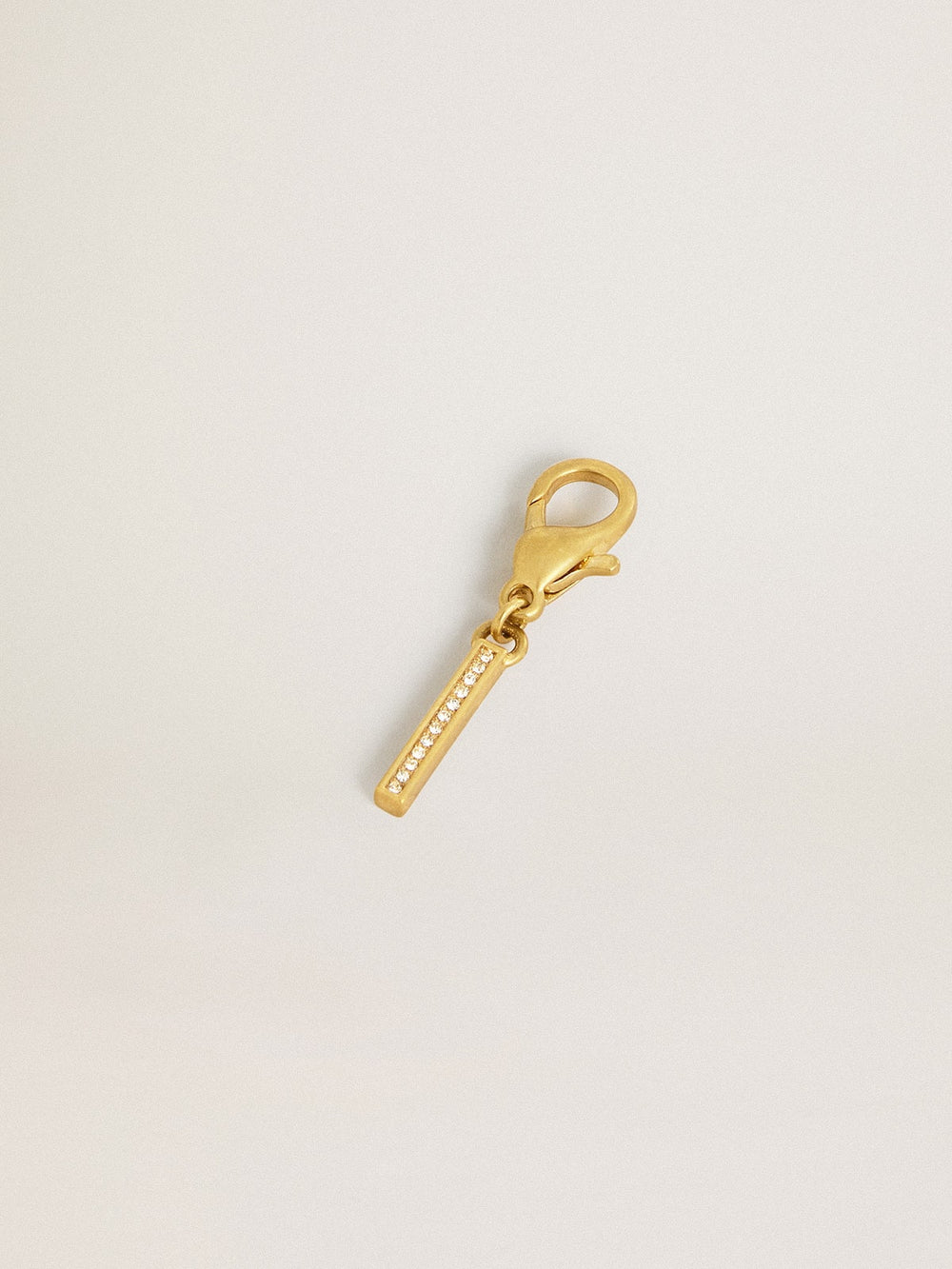 Golden Goose Letter I charm in gold-colored brass with crystals