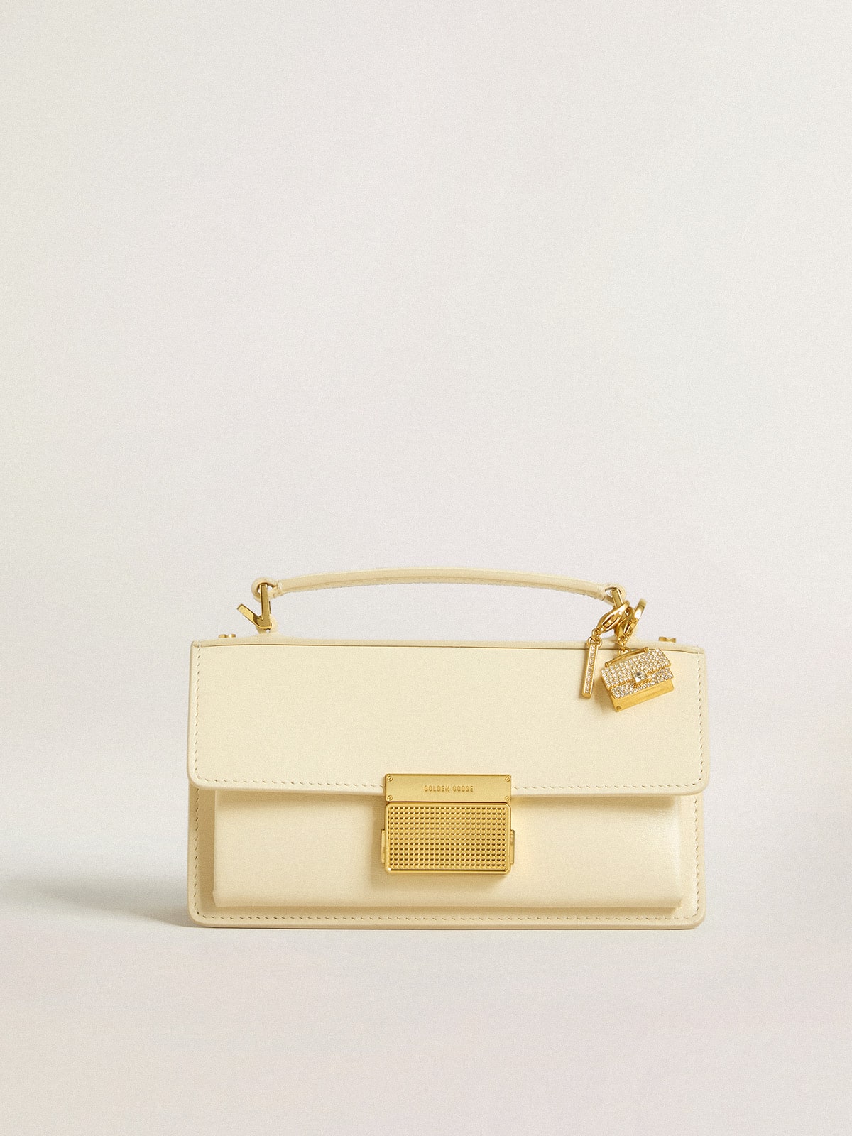 Golden Goose Letter I charm in gold-colored brass with crystals