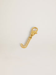 Golden Goose Letter J charm in gold-colored brass with crystals