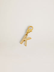 Golden Goose Letter K charm in gold-colored brass with crystals