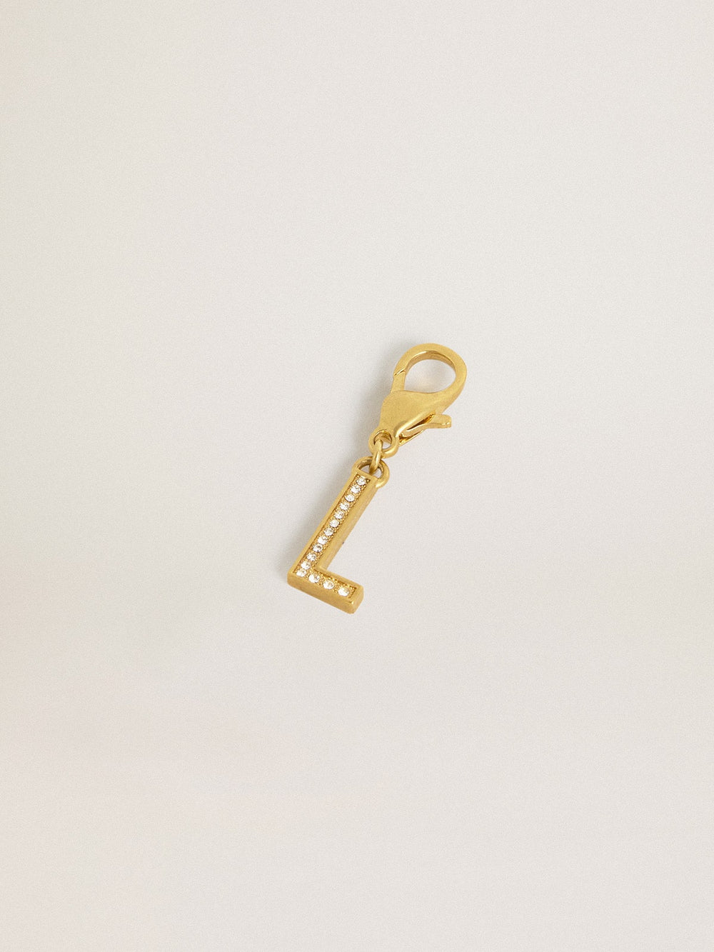 Golden Goose Letter L charm in gold-colored brass with crystals