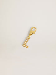 Golden Goose Letter L charm in gold-colored brass with crystals