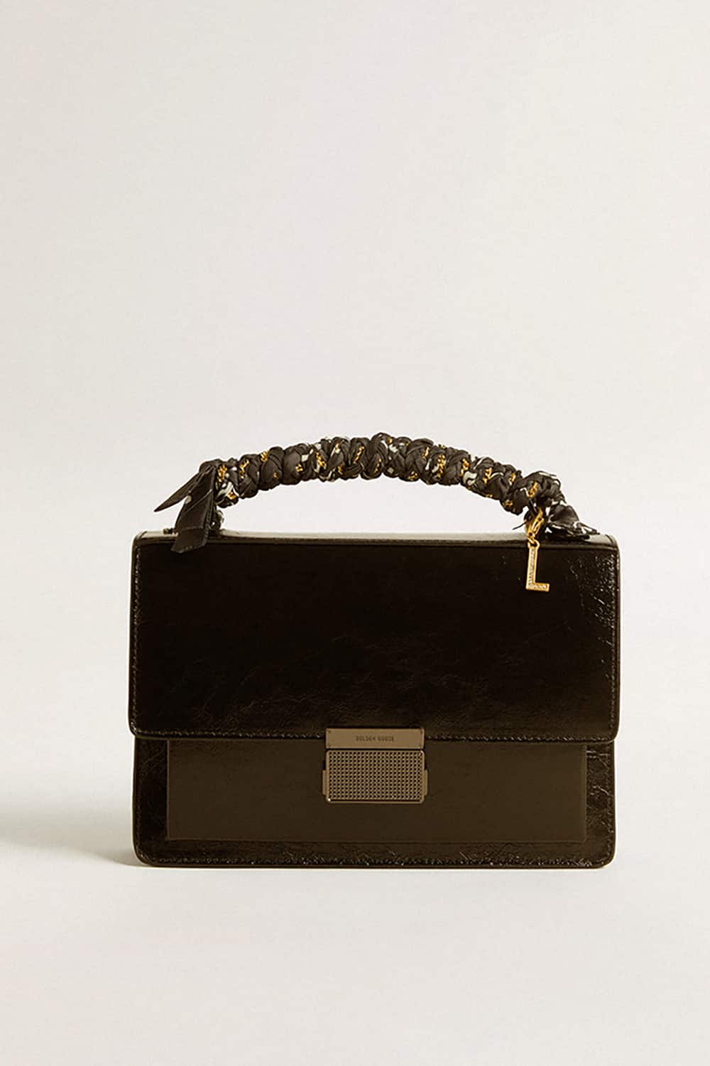 Golden Goose Letter L charm in gold-colored brass with crystals