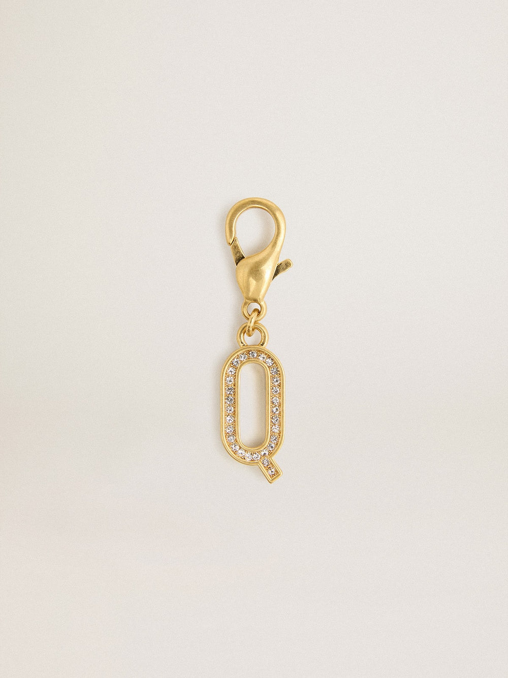Golden Goose Letter Q charm in gold-colored brass with crystals