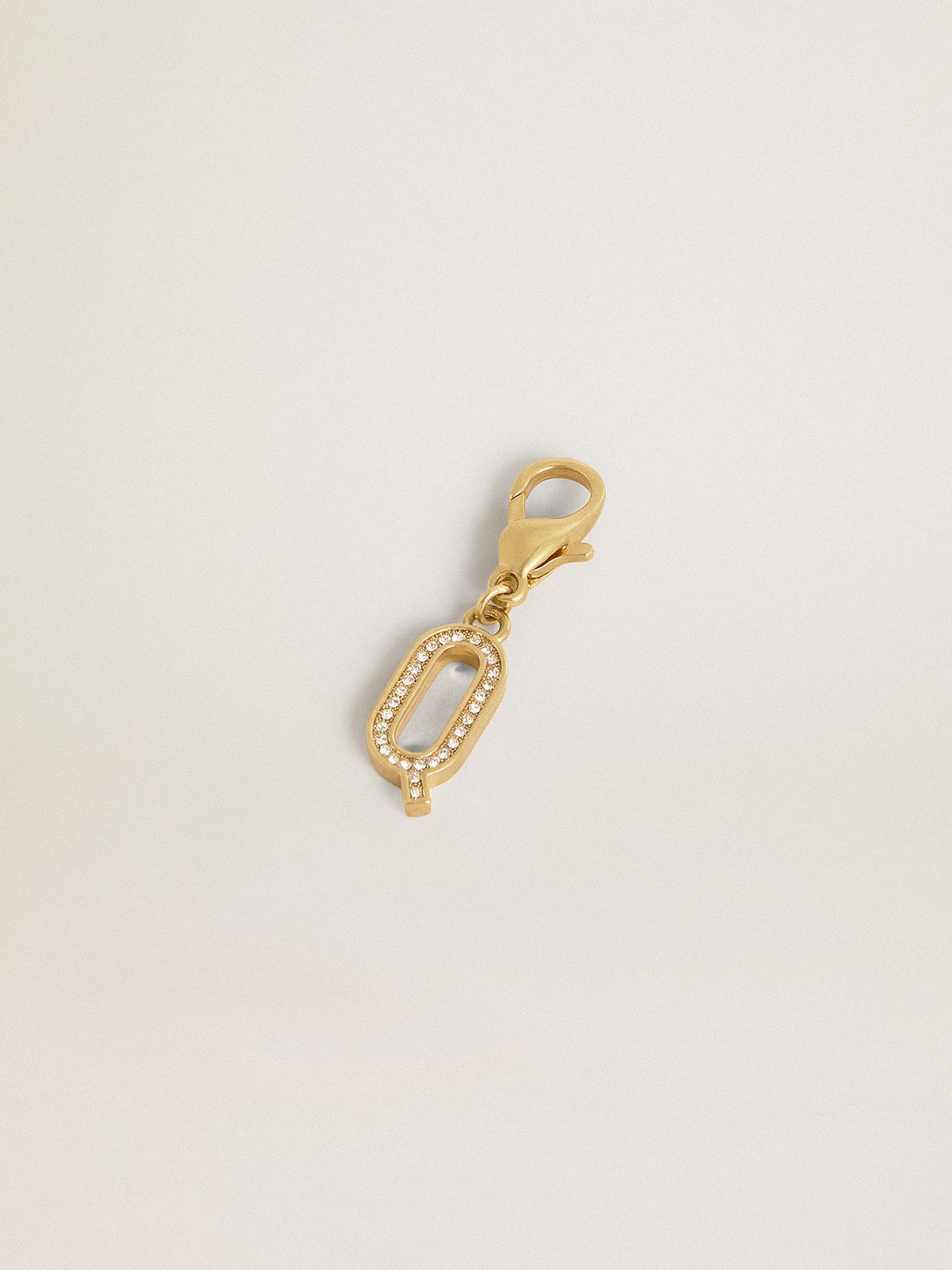 Golden Goose Letter Q charm in gold-colored brass with crystals