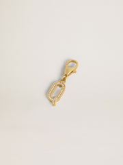 Golden Goose Letter Q charm in gold-colored brass with crystals