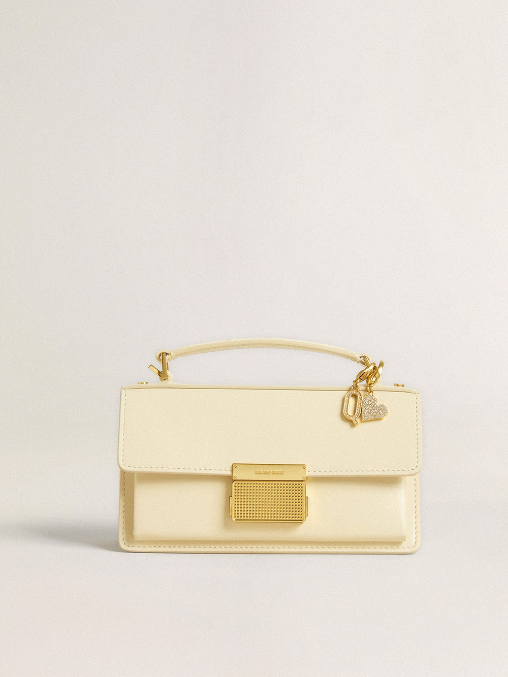 Golden Goose Letter Q charm in gold-colored brass with crystals