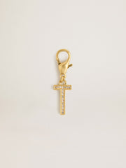 Golden Goose Letter T charm in gold-colored brass with crystals