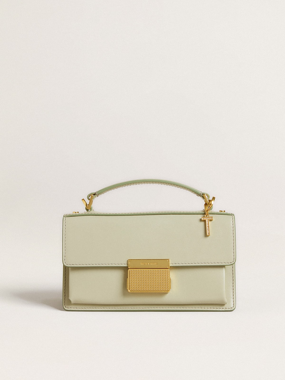 Golden Goose Letter T charm in gold-colored brass with crystals