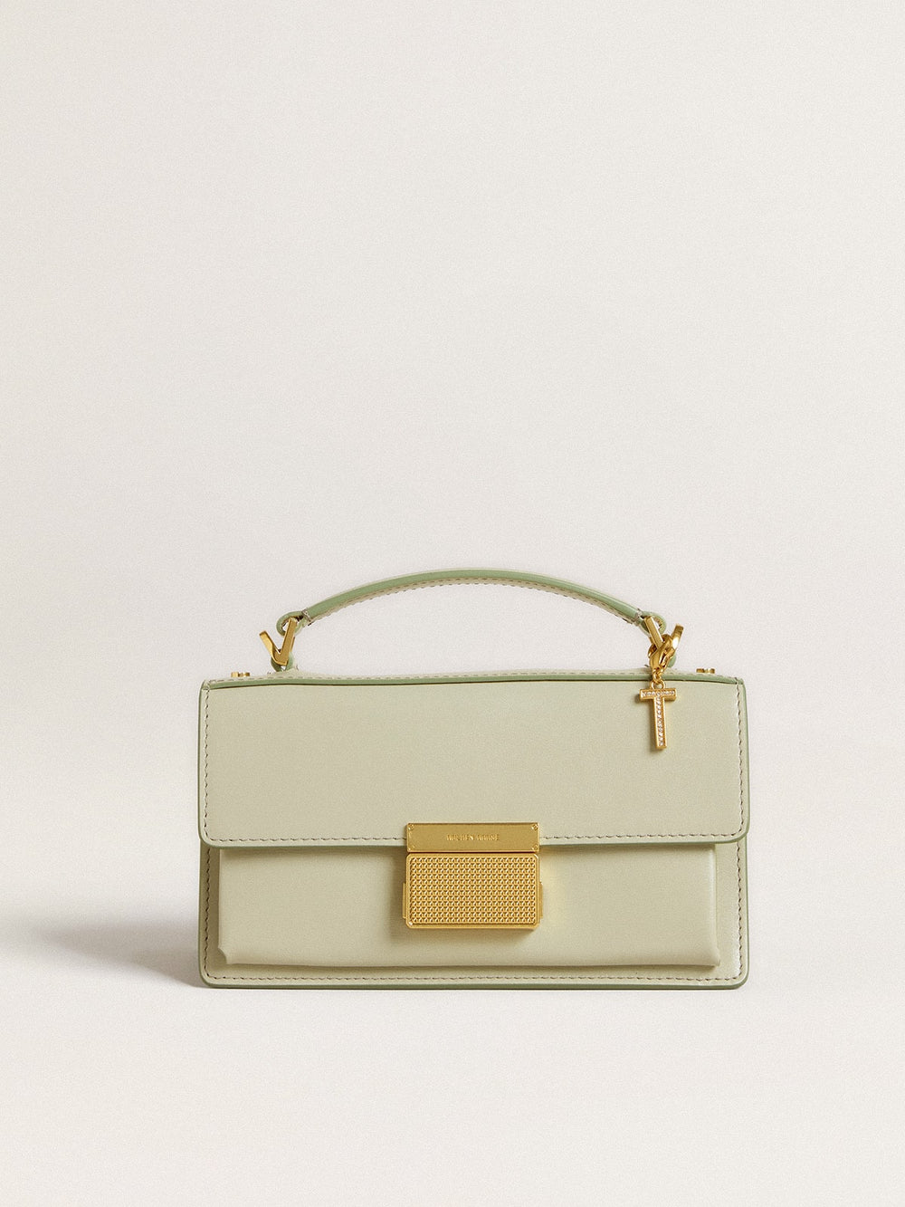 Golden Goose Letter T charm in gold-colored brass with crystals