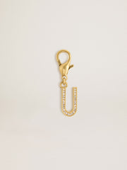 Golden Goose Letter U charm in gold-colored brass with crystals