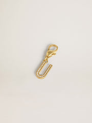 Golden Goose Letter U charm in gold-colored brass with crystals