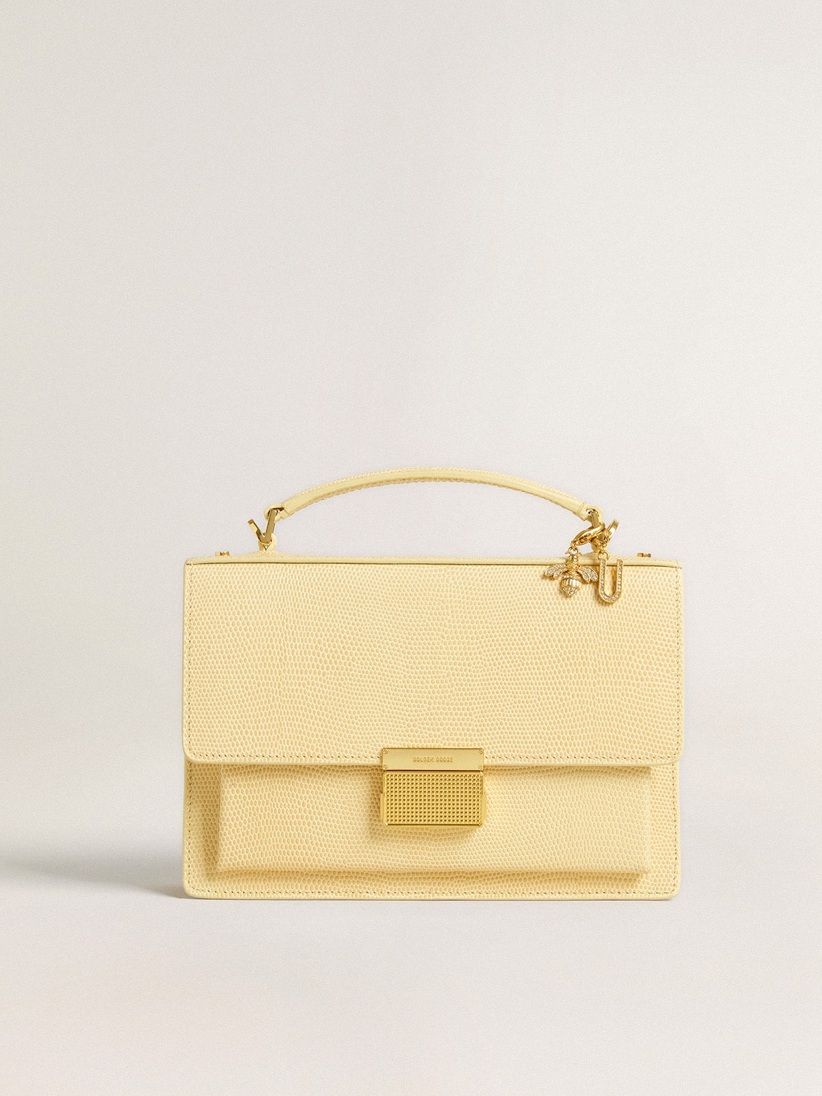 Golden Goose Letter U charm in gold-colored brass with crystals