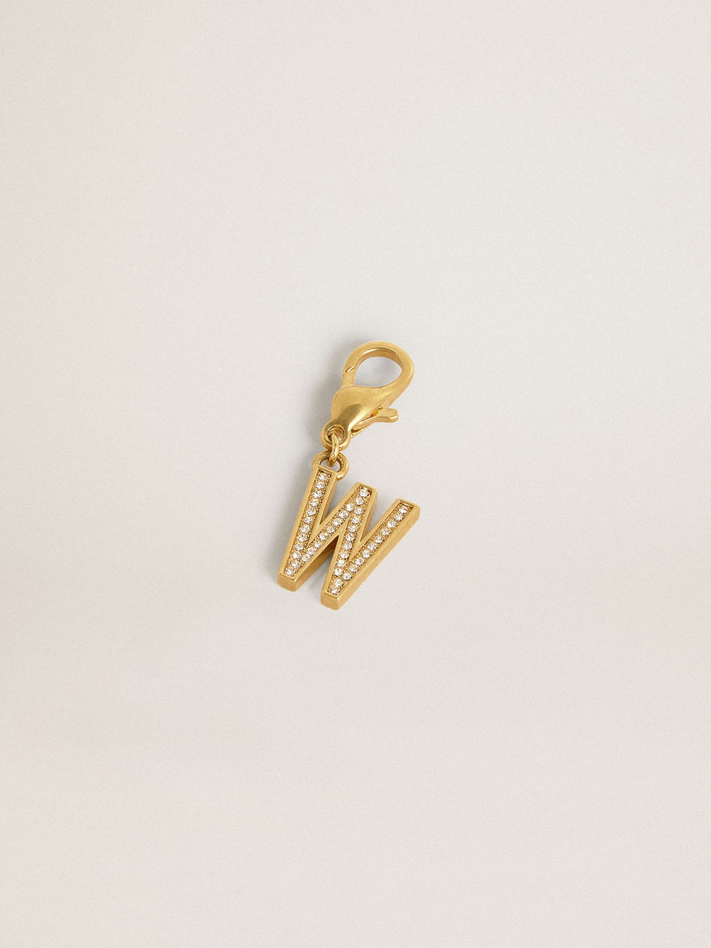Golden Goose Letter W charm in gold-colored brass with crystals
