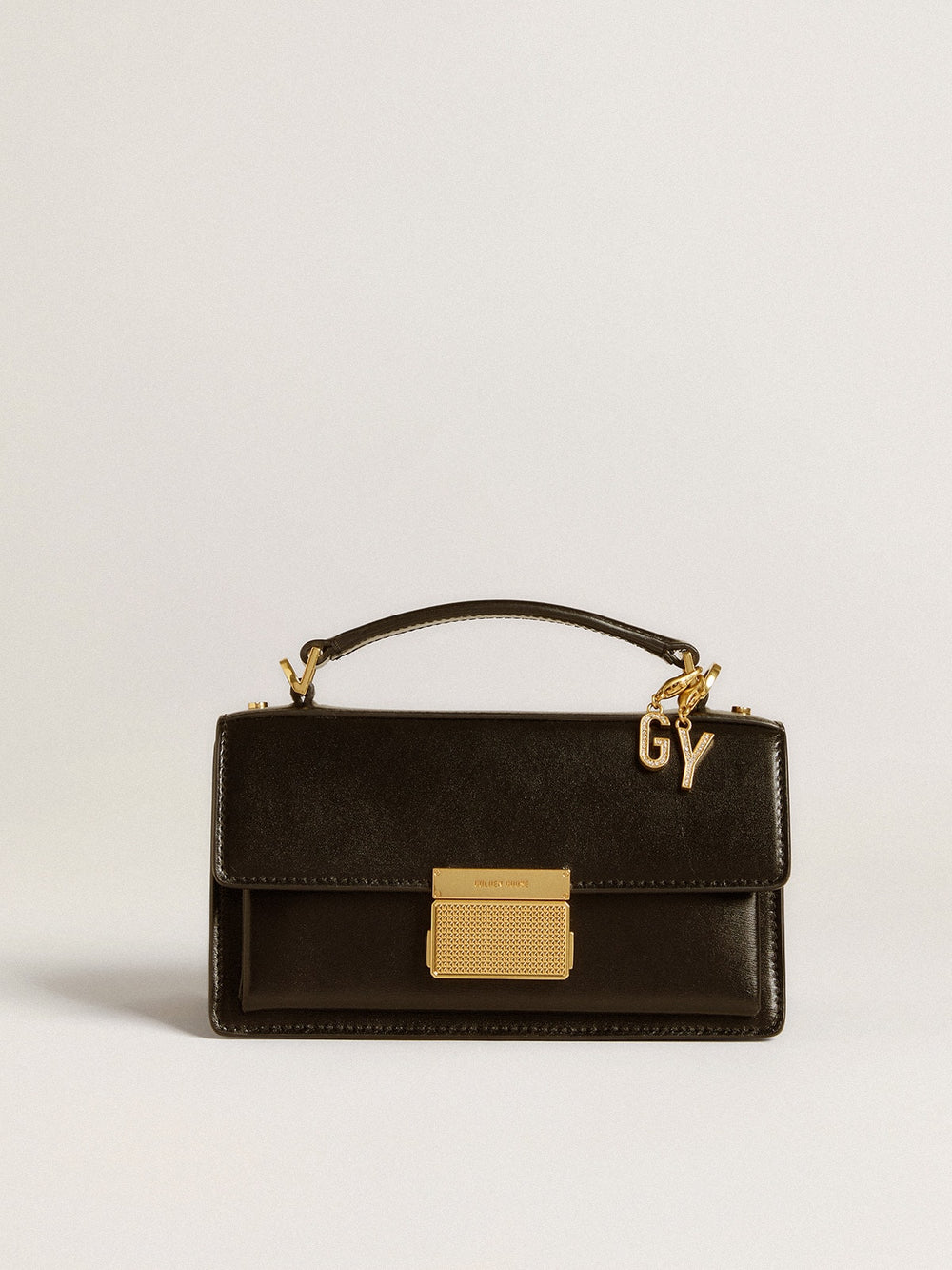 Golden Goose Letter Y charm in gold-colored brass with crystals