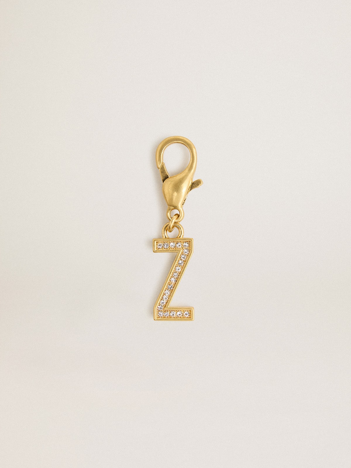 Golden Goose Letter Z charm in gold-colored brass with crystals
