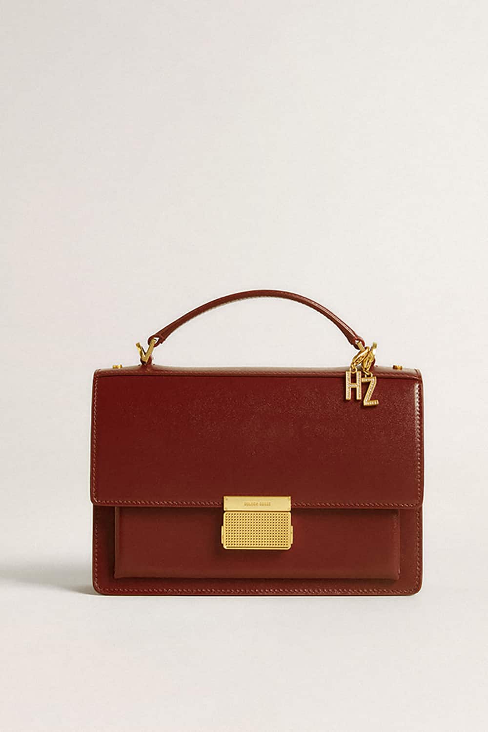 Golden Goose Letter Z charm in gold-colored brass with crystals