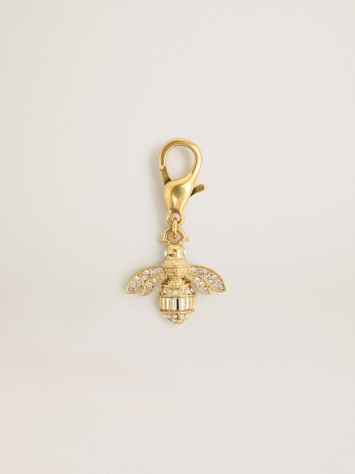 Golden Goose Bee-shaped charm in gold-colored brass with crystals