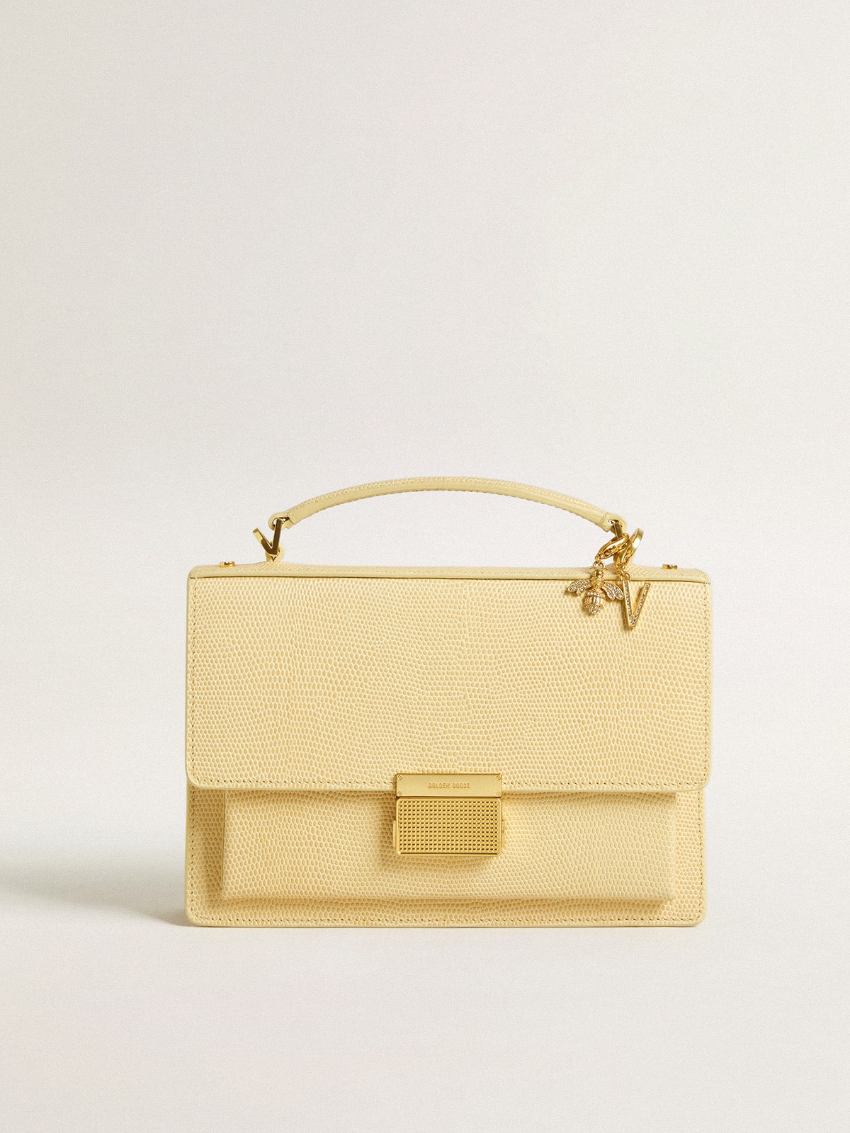 Golden Goose Bee-shaped charm in gold-colored brass with crystals