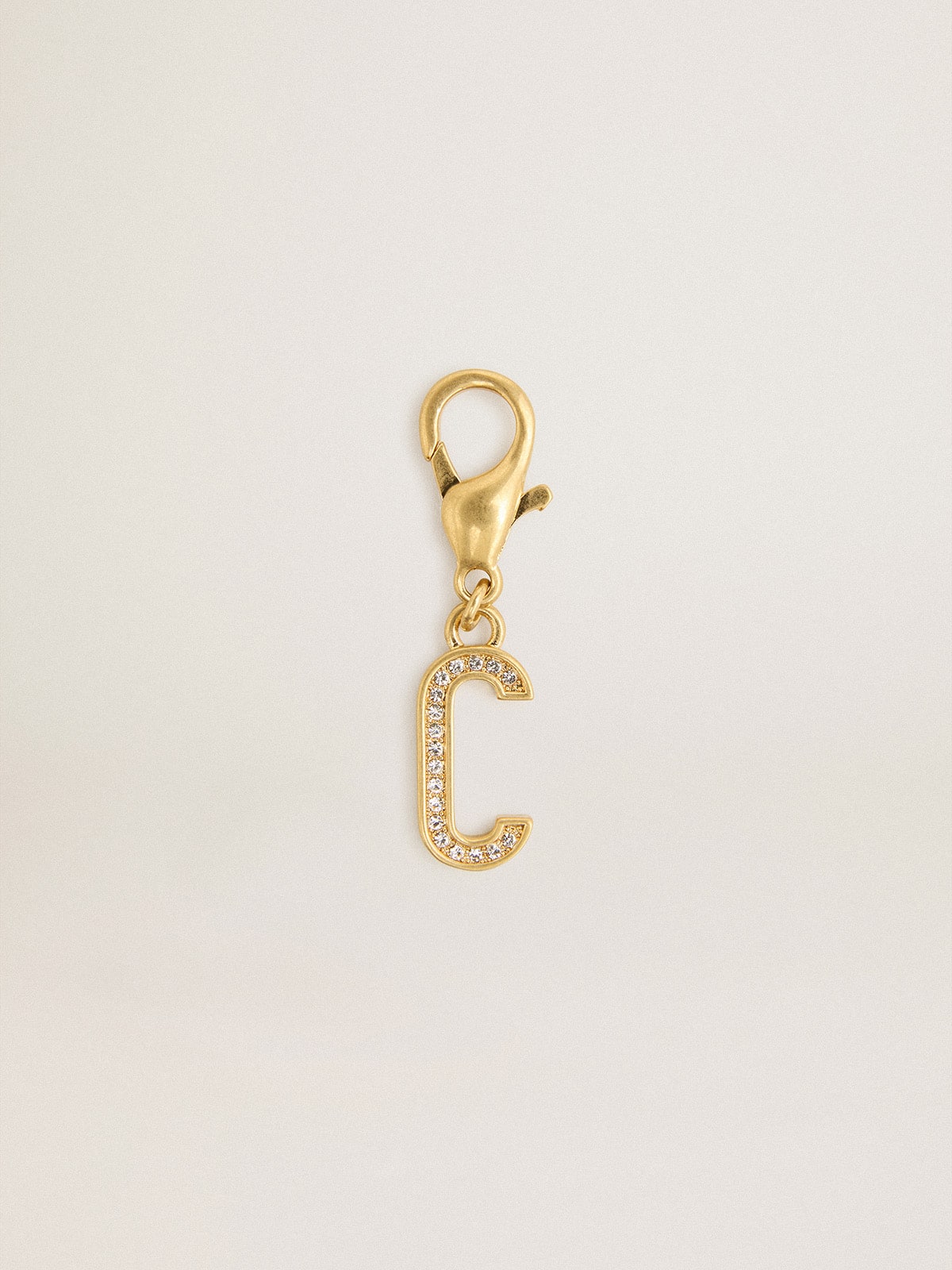 Golden Goose Letter C charm in gold-colored brass with crystals