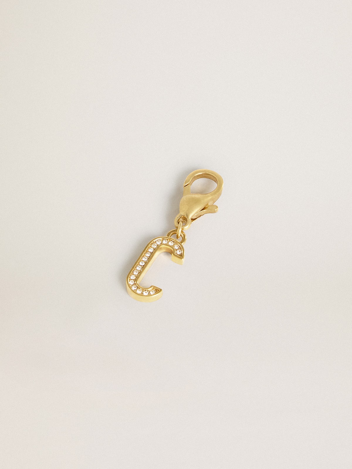 Golden Goose Letter C charm in gold-colored brass with crystals