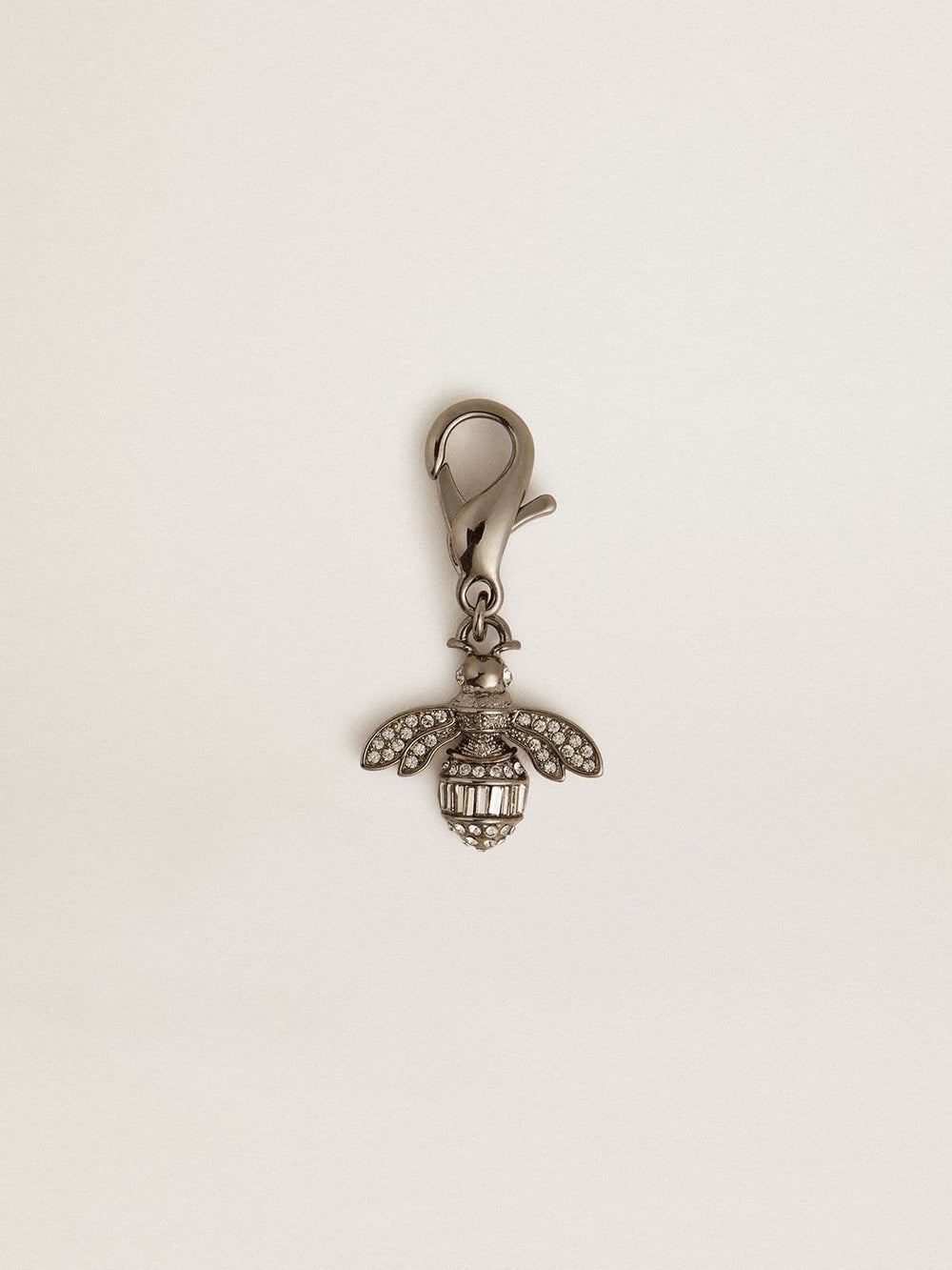 Golden Goose Bee-shaped charm in silver-colored brass with crystals