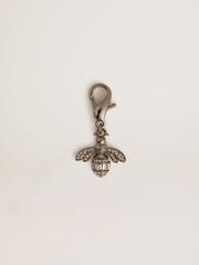 Golden Goose Bee-shaped charm in silver-colored brass with crystals