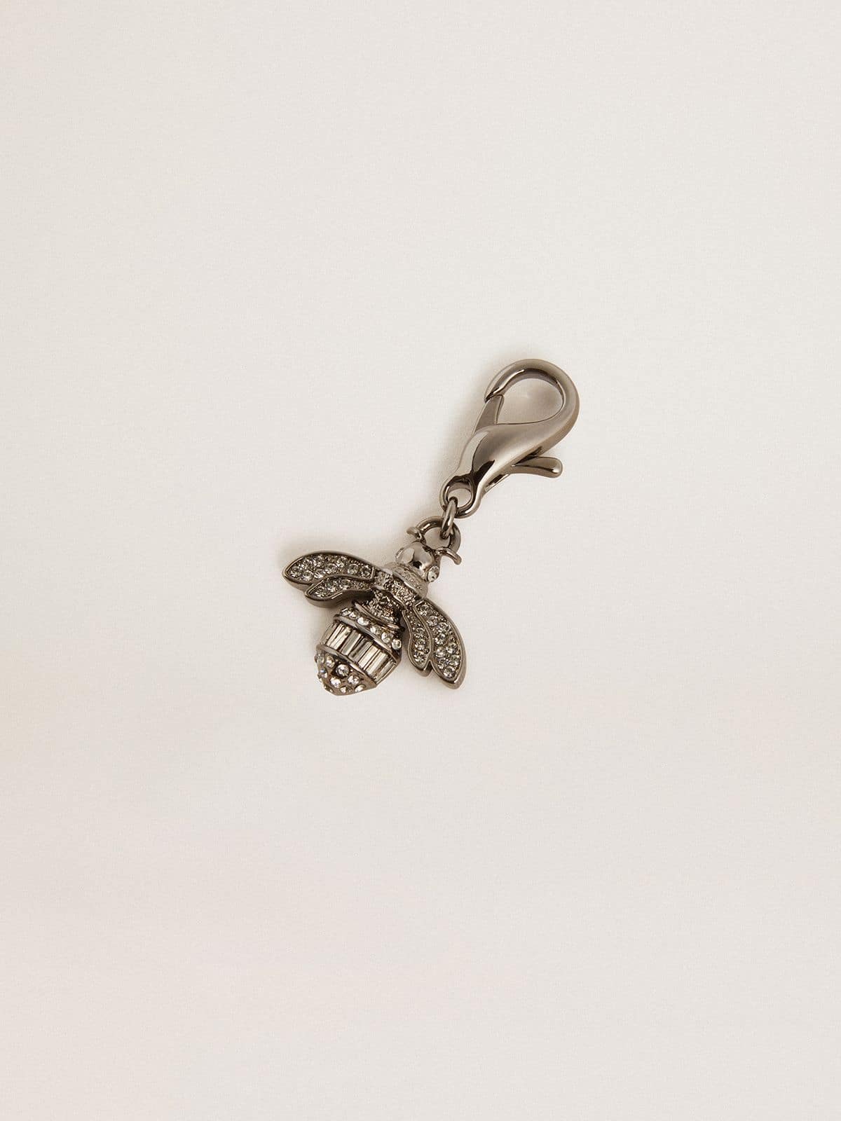 Golden Goose Bee-shaped charm in silver-colored brass with crystals