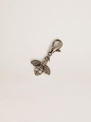 Golden Goose Bee-shaped charm in silver-colored brass with crystals