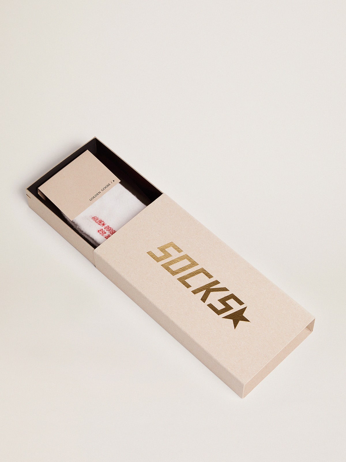 Golden Goose White socks with distressed details and red stripes