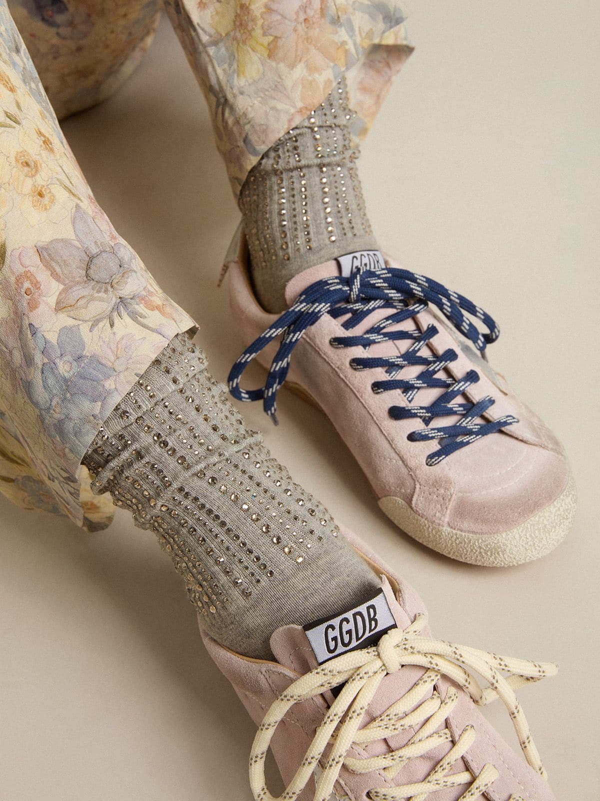 Golden Goose Gray socks with crystals on the leg